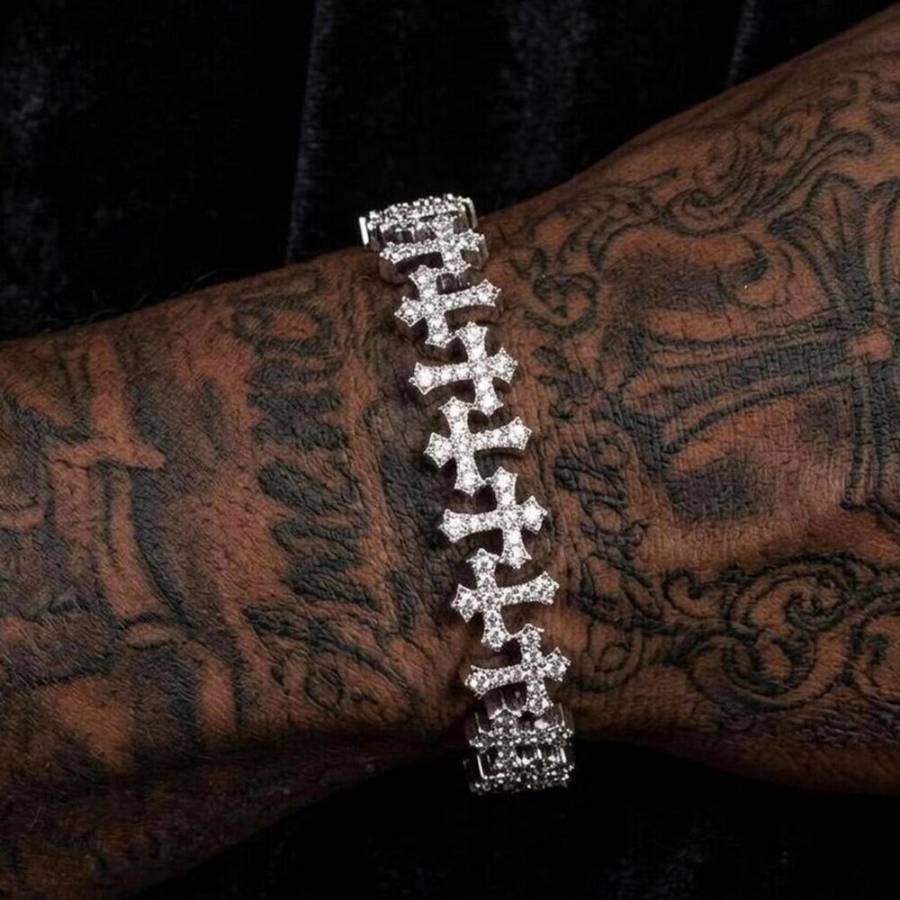 Iced Cross Chain Bracelet For 0225